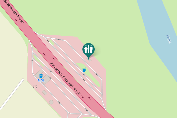 Map showing location of Autostrada București-Pitești Toilet