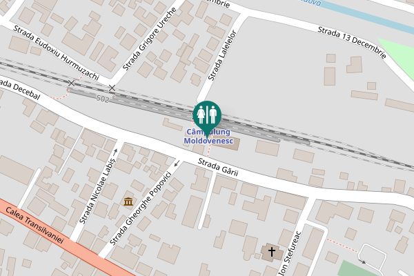 Map showing location of Strada Gării Toilet