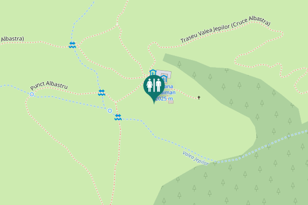 Map showing location of Punct Albastru Toilet