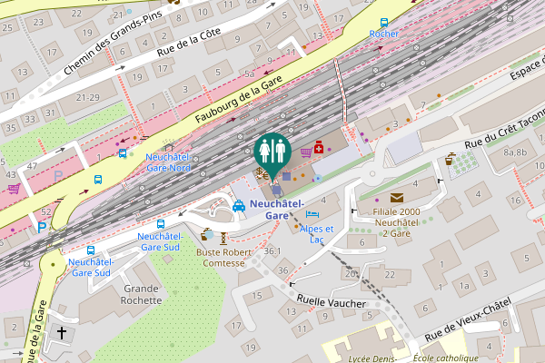 Map showing location of Place de la Gare 1 Toilet