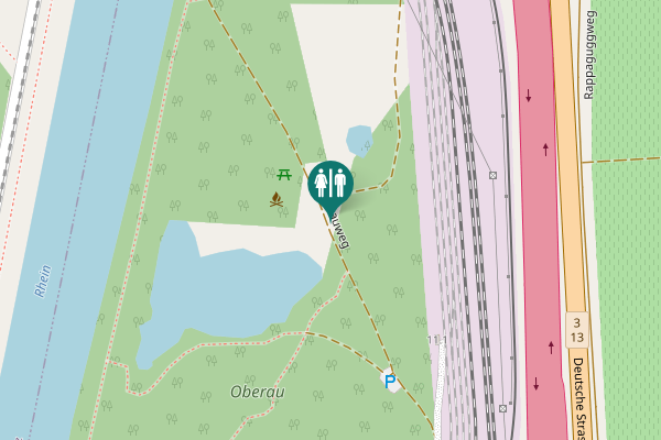 Map showing location of Oberauweg Toilet