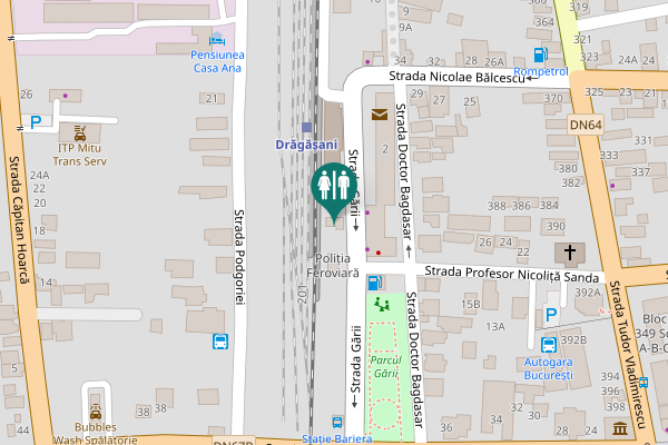 Map showing location of Strada Gării 2 Toilet