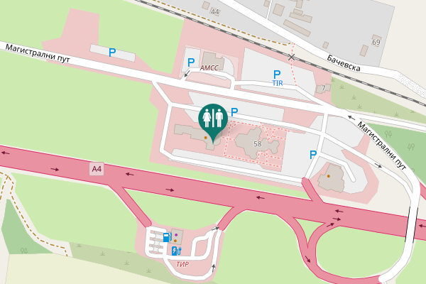 Map showing location of Магистрални пут 56 Toilet