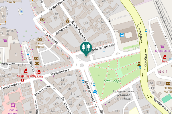 Map showing location of Милете Ћурчића 10 Toilet