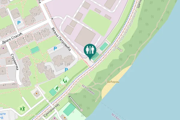 Map showing location of Шетна стаза Јована Дејановића Toilet