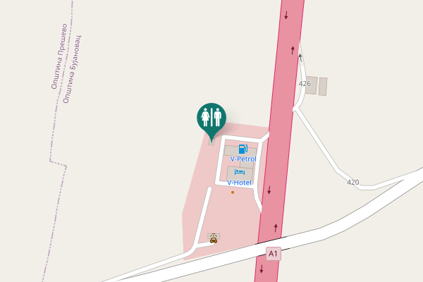 Map showing location of Биљача 446 Toilet
