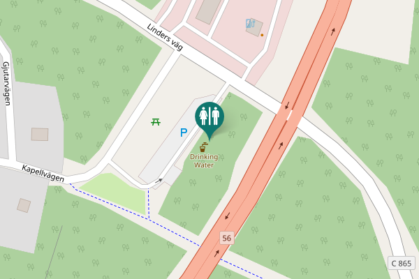 Map showing location of Linders väg Toilet