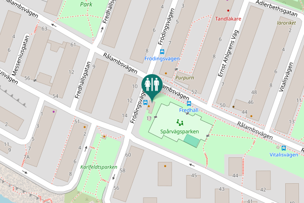 Map showing location of Frödingsvägen 13 Toilet