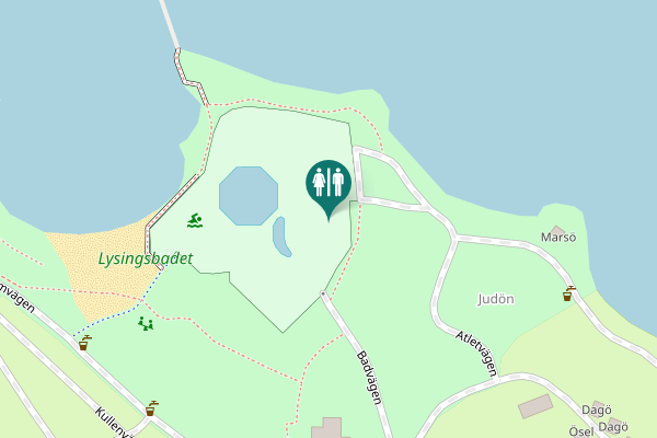 Map showing location of Badvägen Toilet
