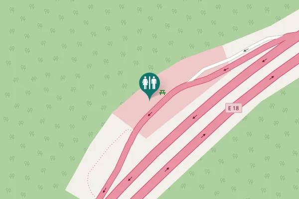 Map showing location of E 18 Toilet