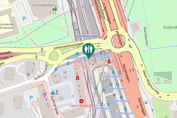 Map showing location of Gullmarsplan Toilet