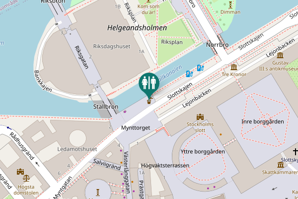 Map showing location of Toalett Slottskajen - Stallbron - Mynttorget