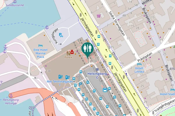 Map showing location of Järnvägsgatan 10B Toilet