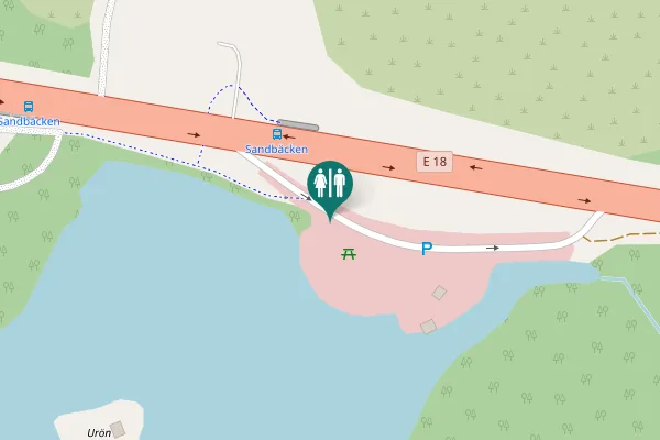 Map showing location of E 18 Toilet
