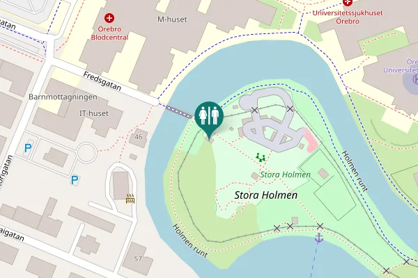 Map showing location of Holmen runt Toilet