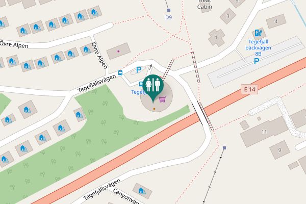 Map showing location of Tegefjällsvägen Toilet