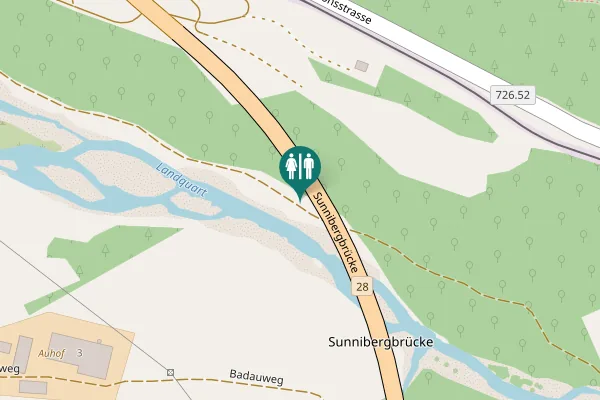 Map showing location of Sunnibergbrücke Toilet