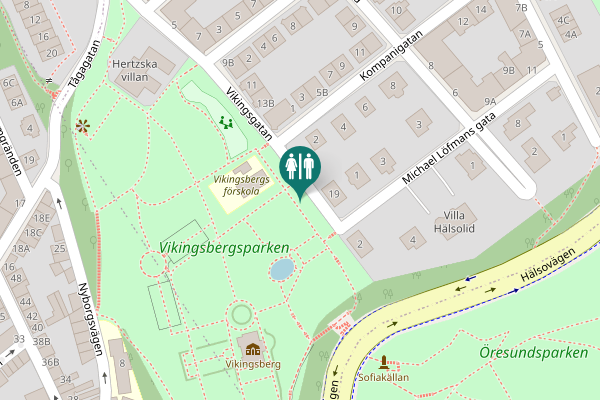 Map showing location of Vikingsgatan 19 Toilet