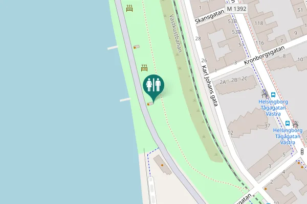 Map showing location of Helsingborg Toilet