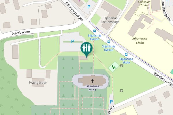Map showing location of Siljansnäs Toilet
