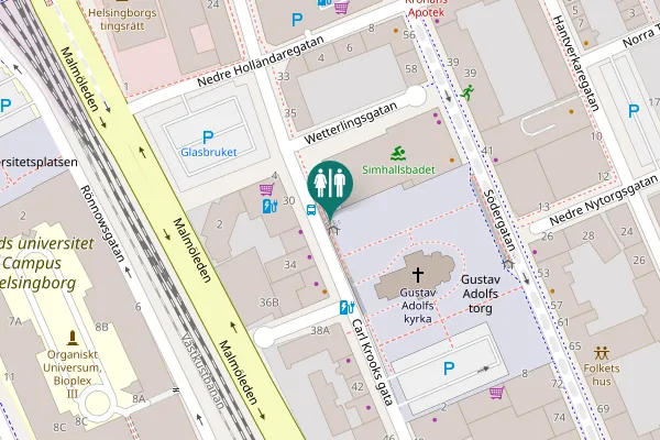 Map showing location of Gustav Adolfs torg Toilet