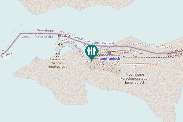 Map showing location of Jungfraujoch Toilet