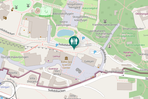 Map showing location of Djurgårdsslätten 49-51 Toilet