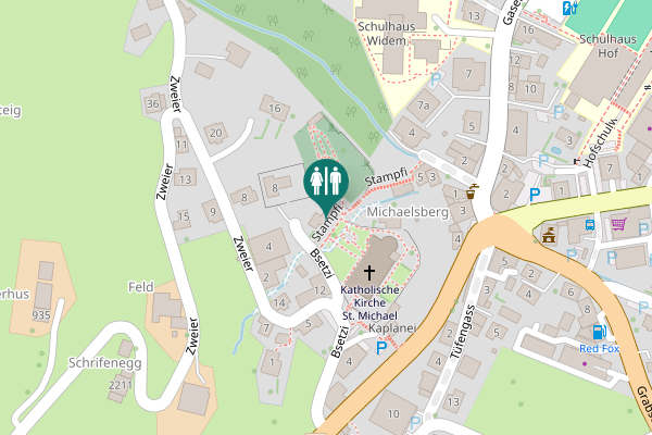 Map showing location of Stampfi Toilet