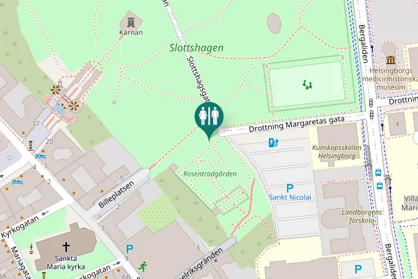 Map showing location of Hallbergs Trappor Toilet