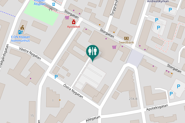 Map showing location of Järnvägsgatan 32 Toilet