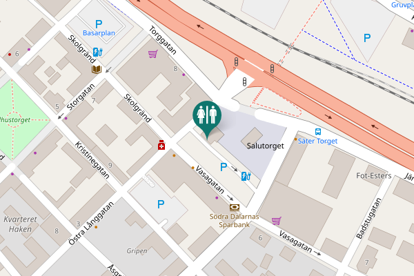 Map showing location of Salutorget Toilet