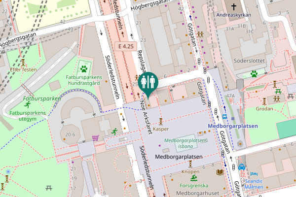 Map showing location of Medborgarplatsen Toilet