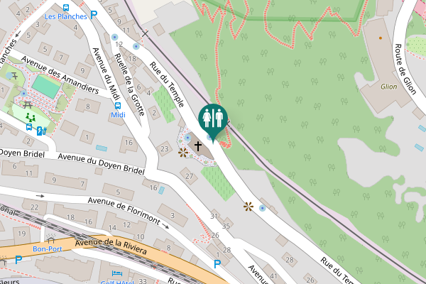 Map showing location of Sentier du Télégraphe Toilet