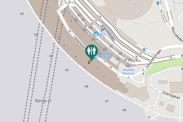 Map showing location of Levanteslingan Toilet