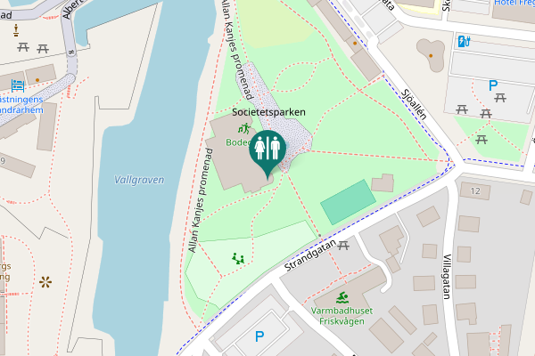 Map showing location of Allan Kanjes promenad Toilet