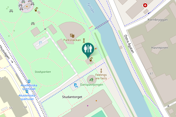 Map showing location of Hamnspången Toilet