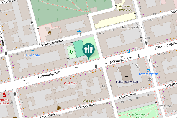 Map showing location of Folkungagatan 69-71 Toilet