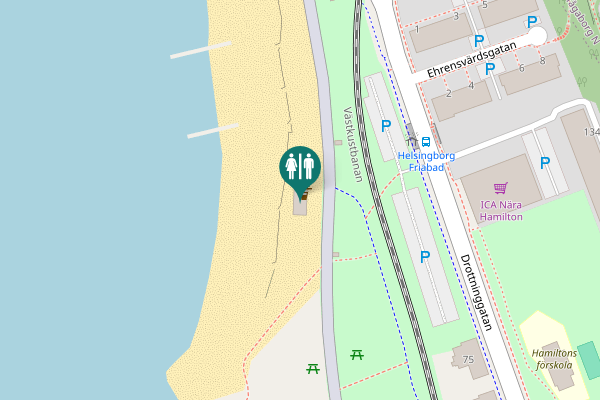 Map showing location of Helsingborg Toilet