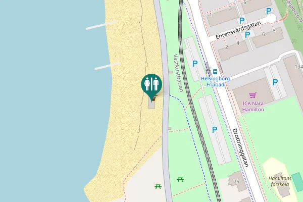 Map showing location of Helsingborg Toilet