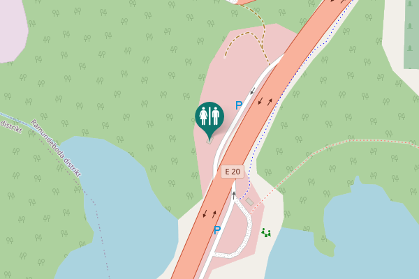 Map showing location of E 20 Toilet