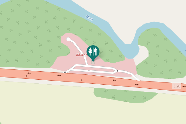 Map showing location of E 20 Toilet