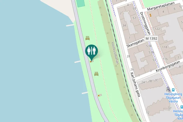 Map showing location of Helsingborg Toilet