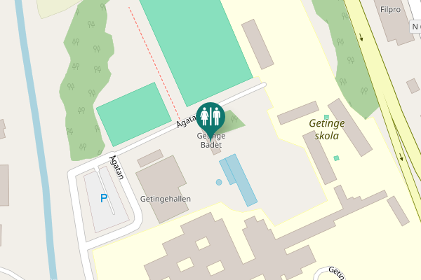 Map showing location of Getinge Badet