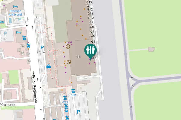 Map showing location of Rruga Regjimentit 33 Toilet