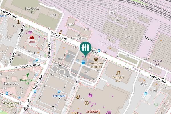 Map showing location of Hohlstrasse 461 Toilet