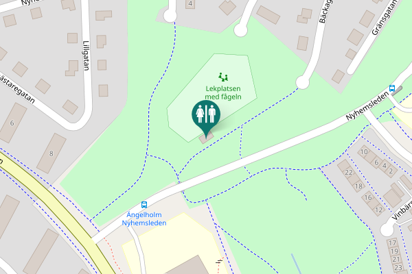 Map showing location of Nyhemsleden Toilet