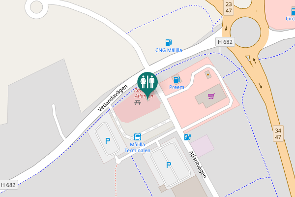 Map showing location of Atlantvägen Toilet