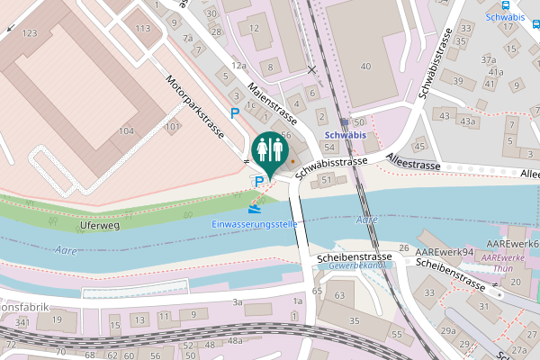 Map showing location of Uferweg Toilet