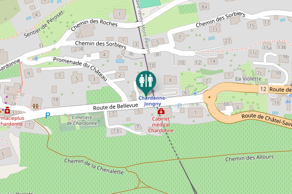 Map showing location of Route de Bellevue 14 Toilet