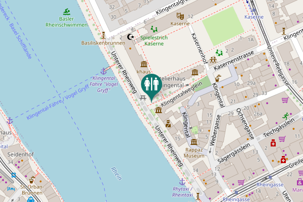 Map showing location of Klingentalweglein Toilet